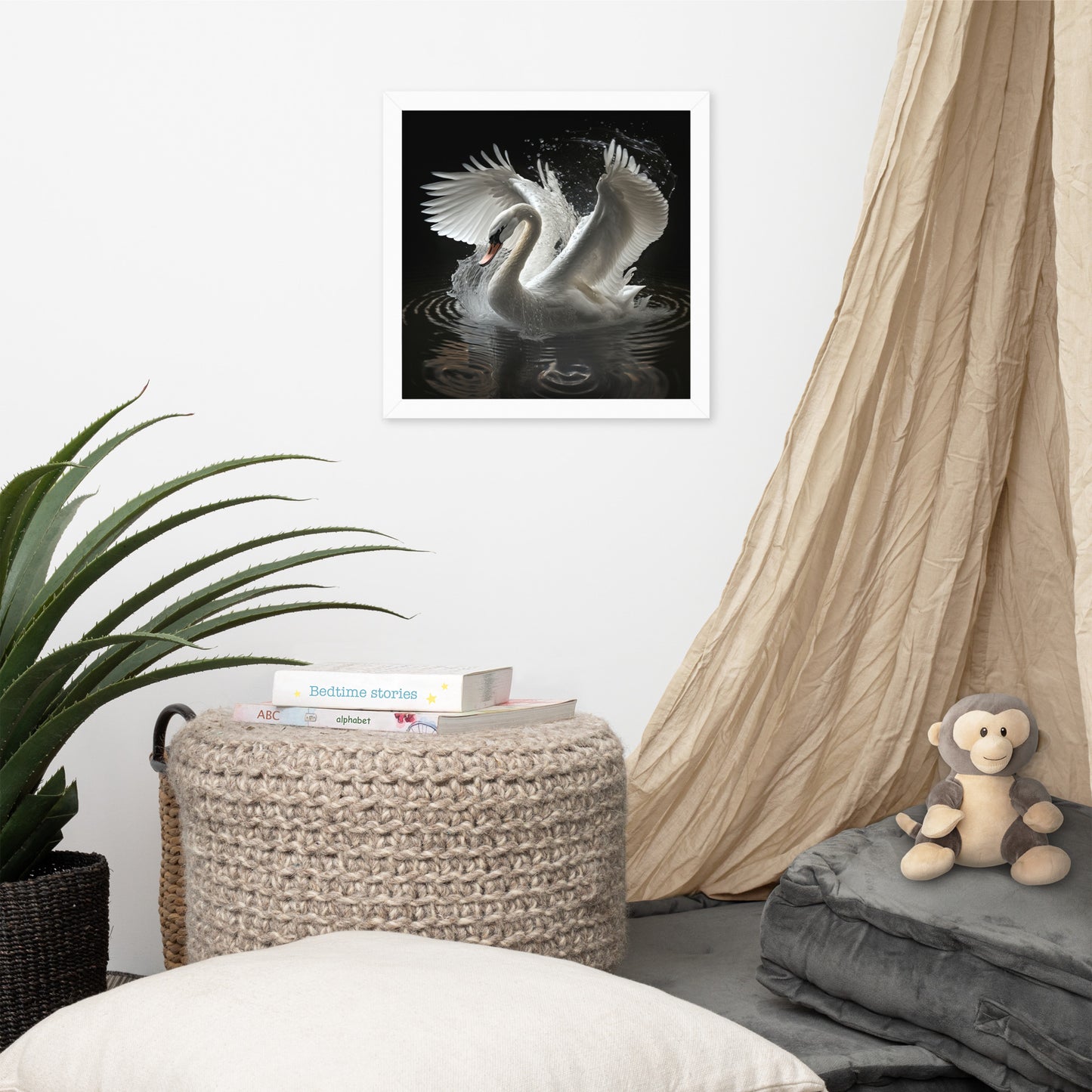 Framed White Swan