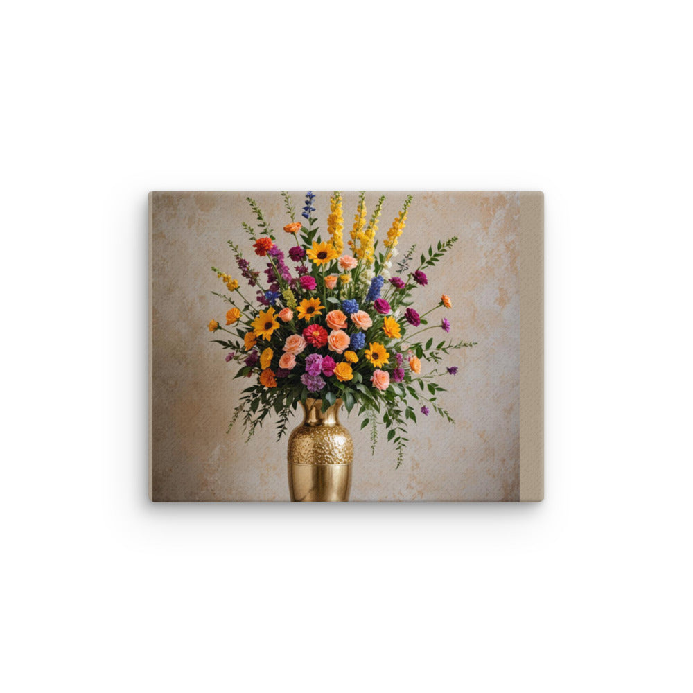 Gold Vase of Flowers Thin Canvas