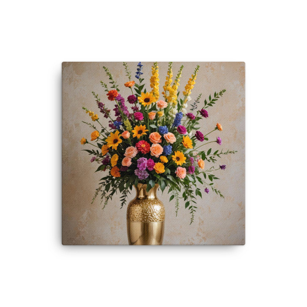 Gold Vase of Flowers Thin Canvas Original Art