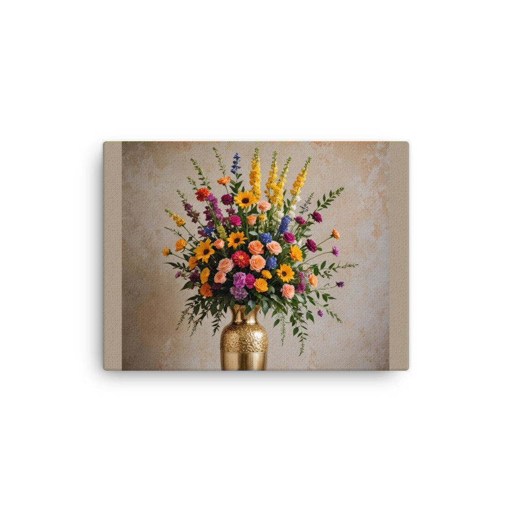 Gold Vase of Flowers Thin Canvas