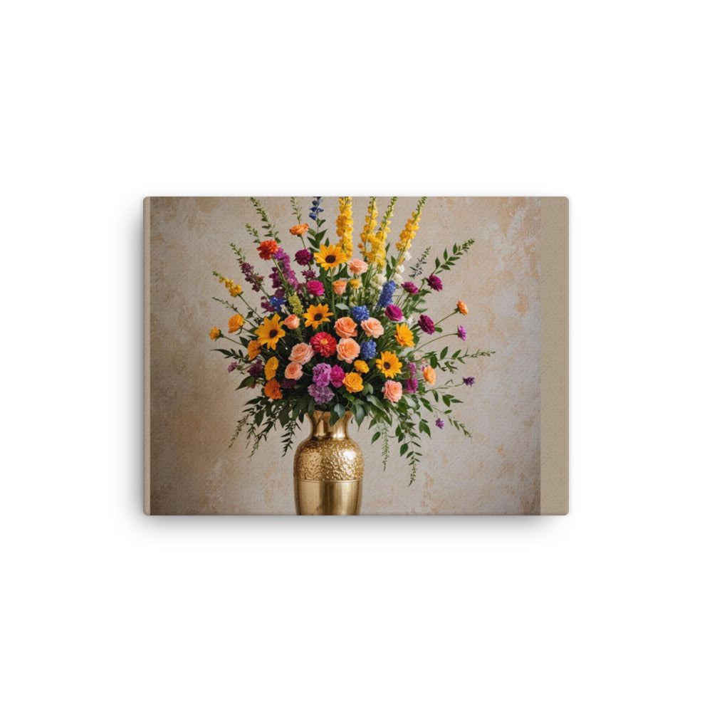 Gold Vase of Flowers Thin Canvas